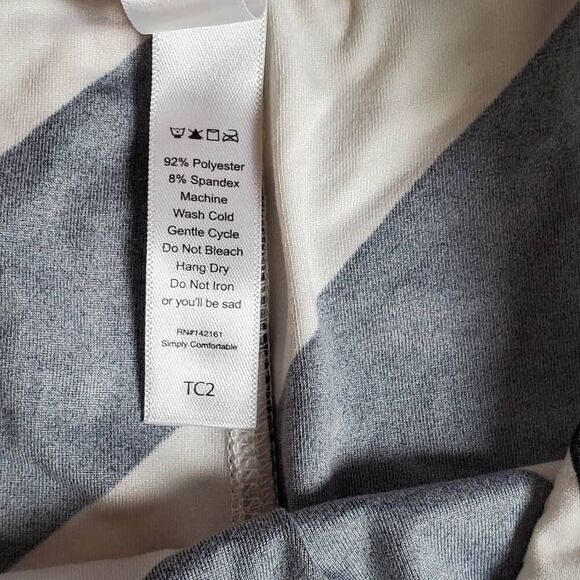 LuLaRoe TC2 Chevron Floral Leggings Black White Pink Simply Comfortable Stretch - Picture 6 of 7